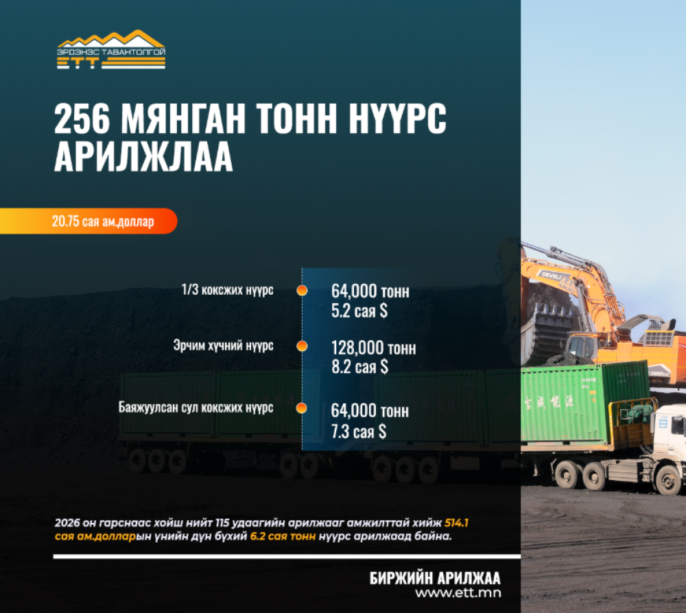 256 МЯНГАН ТОНН НҮҮРС АРИЛЖЛАА