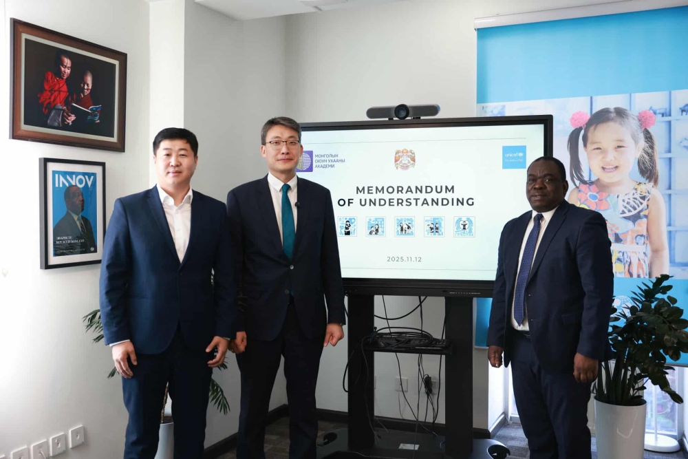 Нийслэлийн ЗДТГ, НҮБ-ын Хүүхдийн сан болон Монголын оюун ухааны академи харилцан ойлголцлын санамж бичигт гарын үсэг зурлаа